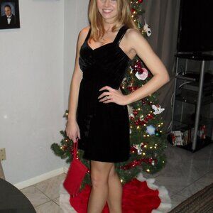 Black velvet mini dress